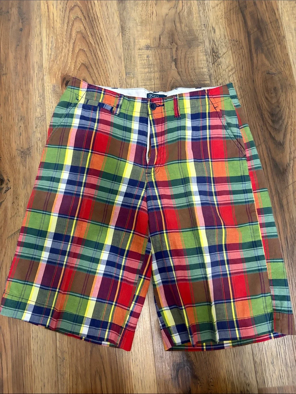 Ralph Lauren Multicolor Plaid Shorts with Red, Green & Blue